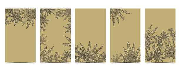 Collection of cannabis background set with green.Editable vector illustration for website, invitation,postcard and sticker - obrazy, fototapety, plakaty