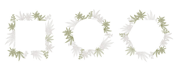 cannabis frame collection.vector illustration for banner and product
