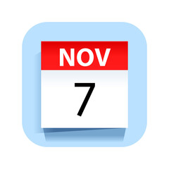 November 7. Calendar Icon. Vector Illustration.