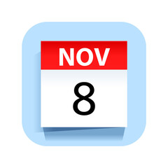 November 8. Calendar Icon. Vector Illustration.