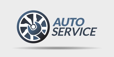 Car Services Logo. Car fix, auto service logo. Combination of wrench and car wheel
