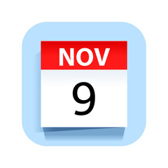 November 9. Calendar Icon. Vector Illustration.