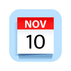 November 10. Calendar Icon. Vector Illustration.