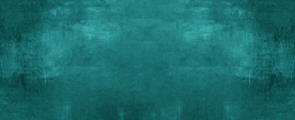 Dark green blue turquoise stone concrete paper texture background panorama banner long, with space...