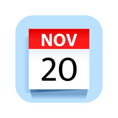 Obraz premium November 20. Calendar Icon. Vector Illustration.