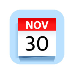 Fototapeta premium November 30. Calendar Icon. Vector Illustration.