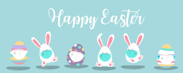 Collection of easter background set with rabbit,egg,flower.Editable vector illustration for website, invitation,postcard and poster