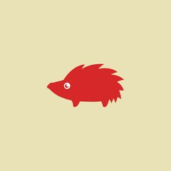 cute red Porcupine or hedgehog icon logo illustration
