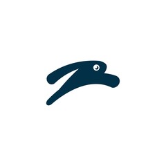cute Blue Rabbit logo illustration Jumping Bunny icon cartoon character