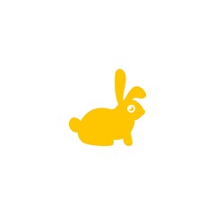 cute yellow rabbit logo illustration. bunny sitting icon cartoon character.