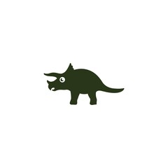 cute green triceratops logo illustration, baby dinosaur cartoon character
