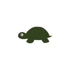 cute green turtle logo, animal icon illustration