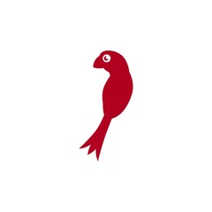 cute red bird logo illustration. parrot cartoon character
