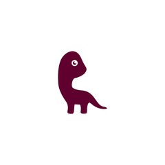 cute purple brontosaurus logo illustration. brachiosaurus icon cartoon character. long neck dinosaur