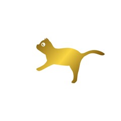 cute gold cat logo illustration, pet cartoon character