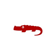 cute red crocodile logo illustration. alligator icon cartoon character