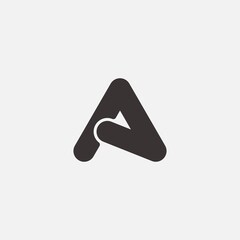 initial letter A logo design. rounded triangle vector A word