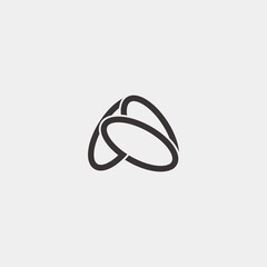 Letter A logo design, Typography. combined of A and 3 ovals