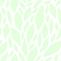 Leaves Pattern. Endless Background. Vector Seamless Pattern. Green on White