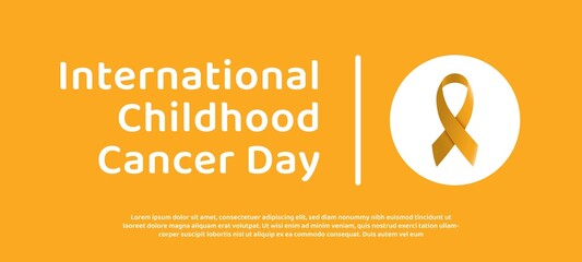 International Childhood Cancer Day in 15 February Banner Template Design with gold ribbon symbol