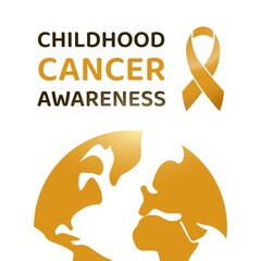 childhood cancer awareness symbol template, gold ribbon and world icon vector illustration international healthcare day in february