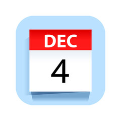 December 4. Calendar Icon. Vector Illustration.