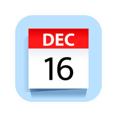 December 16. Calendar Icon. Vector Illustration.