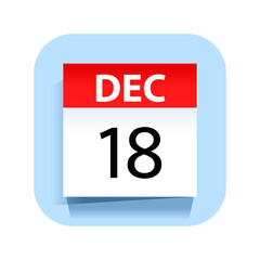December 18. Calendar Icon. Vector Illustration.