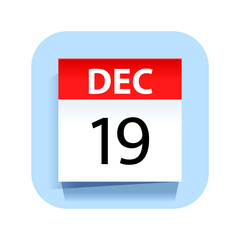 December 19. Calendar Icon. Vector Illustration.