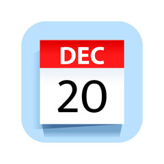 December 20. Calendar Icon. Vector Illustration.