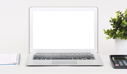 Laptop mockup with white blank screen