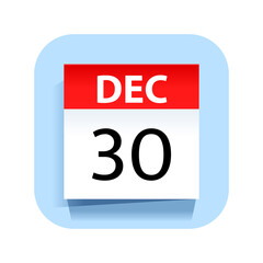 December 30. Calendar Icon. Vector Illustration.