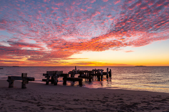 Cirrocumulus clouds at sunset over Jurien Bay Jetty