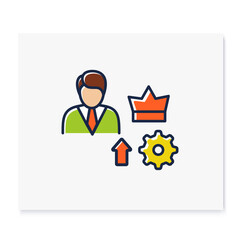Self esteem building color icon. Personal assessment. Personal growth concept. Self improvement and self realization. Business and career development. Isolated vector illustration