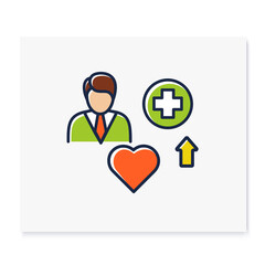 Improving health color icon. Personal growth concept. Health improvement and protection. Self care. Isolated vector illustration. Vector illustration