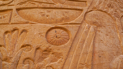 Fototapeta na wymiar Afryka, Egipt, Luksor, hieroglify, kartusz, Faraon