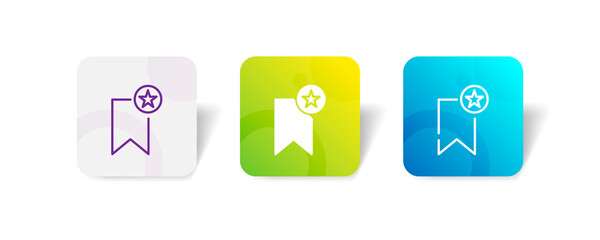 Bookmark with heart love icon button set in line, glyph and unconnected style in gradient 3D color
