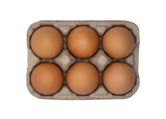 Eggs in egg carton top view isolated on white background with clipping path,high resolution files