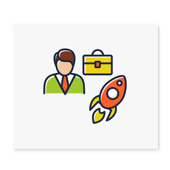 Career improvement color icon. Personal growth concept. Self improvement and self realization. Career growth. Way to success. Business skills development. Isolated vector illustration