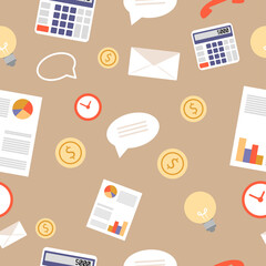 seamless pattern on the theme of business and finance