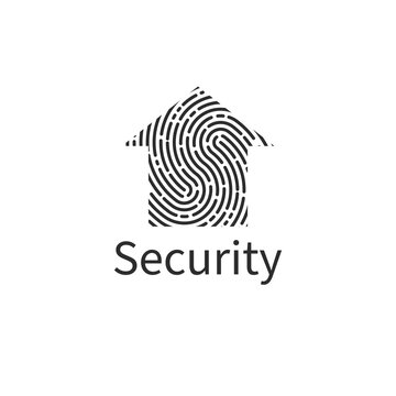 Home security. House with fingerprint icon