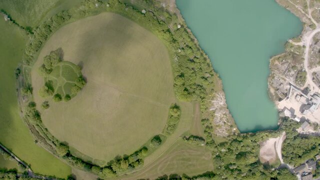 Aerial view of the ancient Irish Navan Fort in Armagh, Northern Ireland.