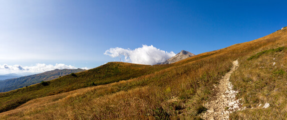 Mountain landscape, autumn sketches from tourist routes, recreation places for citizens.