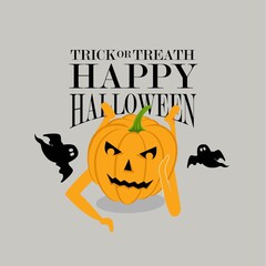 Cute pumpkin spooky scary smile