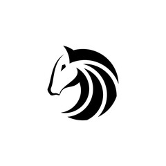 Head and horse hair vector logo in circular style