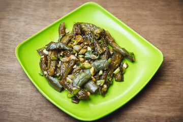 Hot and spicy stew eggplant in Korean style