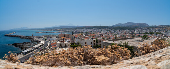 Fototapeta premium Panoramic View of the Rethymnon from the Fortezza. Crete, Greece.Selective focus