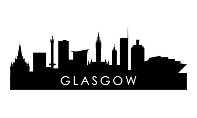 Glasgow skyline silhouette. Black Glasgow city design isolated on white background.