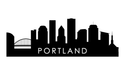 Portland skyline silhouette. Black Portland city design isolated on white background.