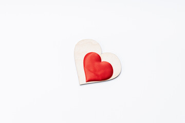 valentine day greeting card. heart shape over white background. above view. minimal. romance conceptual